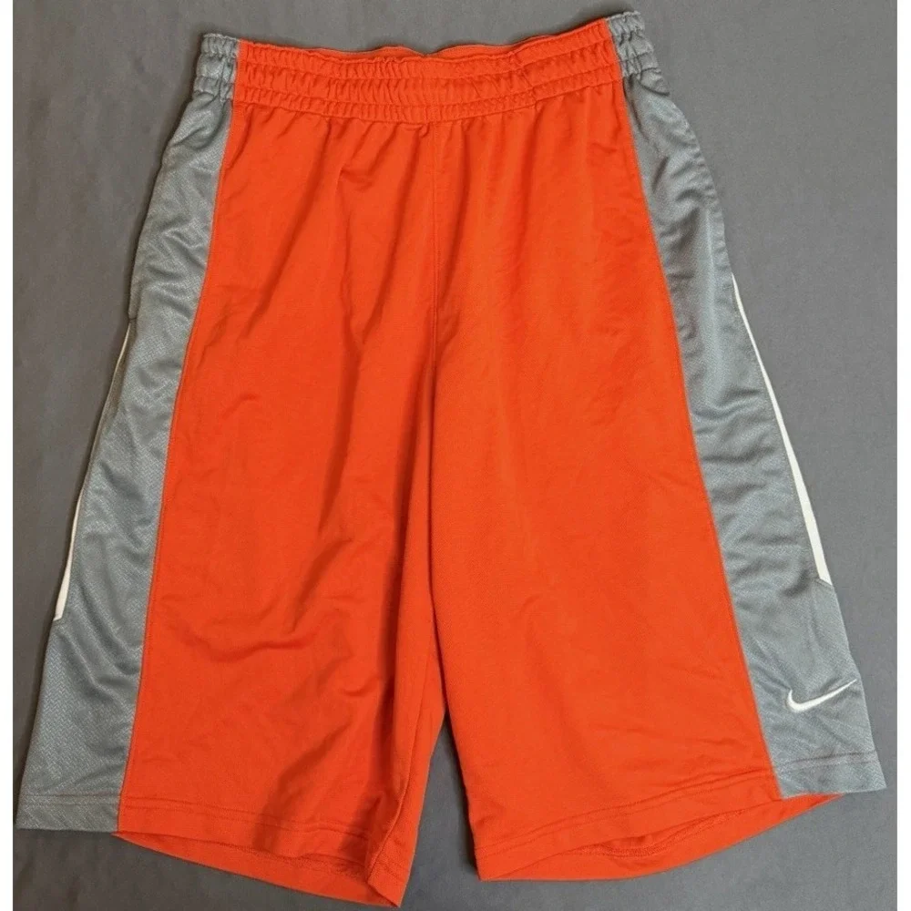 Nike Shorts Mens Size Medium Orange Basketball‎ Drawstring Pockets Lightweight